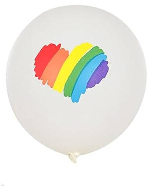 PrideGEO® 25 Stück Luftballons Party Ballons mit Regenbogen Farbe und einem Herzchen, für CSD, Karneval, Hochzeit, Geburtstag usw.