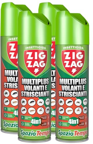 Insetticida Multinsetto Spray, SPAZIO TEMPO, per insetti striscianti e volanti, agisce istantaneamente, formato 500 ml (4 Spray)