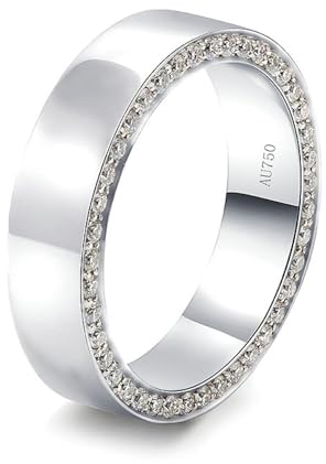 Damen Ringe Silber 925 Zierlicher Ring D Moissanit Runden, Ringe Damen Bandring mit Moissanit Ring Damen Größe 65 (20.7)