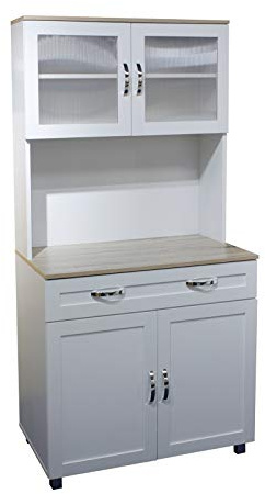 HTI living Küchenbuffet mit Glasteil Weiß Blanca Küchenschrank Hochschrank