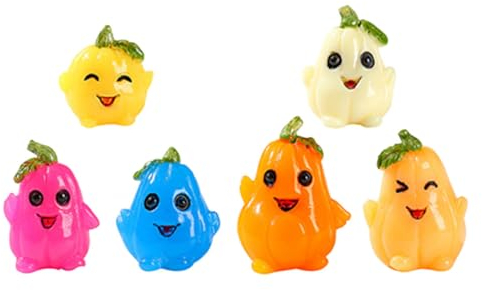 Supvox 6stücke Teiliges Niedlichen Kürbis-Figuren Farbiges Resin- Für Garten Party Und Halloween Miniatur-kürbisornamente Für Kreative Deko-