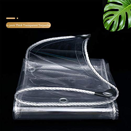 Strapazierfähige, transparente Plane, 0,3 mm, transparent, wasserdicht, mit Ösen für Regenschutz, Sonnenschutz, Markise, Vorhang, 365 g/m² (0,7 x 1,4 m)