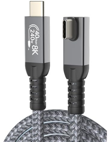Saiyana Câble USB 90 Degrés 240W Données 40Gbps Câble D'affichage Vidéo 8K @ 60Hz Câble Rapide pour Données