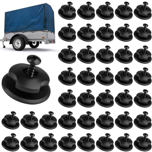 XTUDOU® 40 unidades de botones para lona, incluye botones de lona con tornillos, diámetro de 35 x 14 mm, botones redondos, ganchos para lonas, para fijación de lonas de coche, bolsas de red, etc