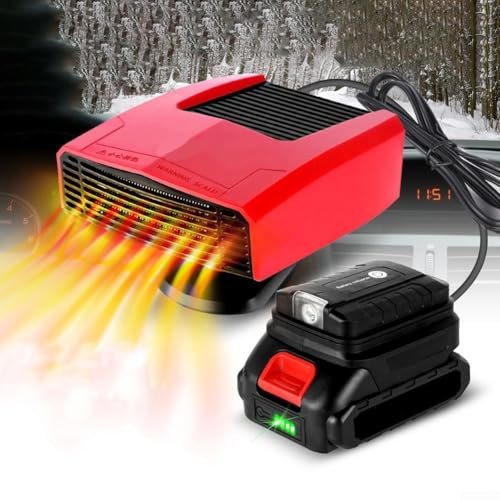 Riscaldatore per auto 18 V alimentato a batteria riscaldatore per auto sbrinatore 360 ° rotante doppia porta USB adattatore DC 14-21 V dispositivo di riscaldamento interno auto universale misura
