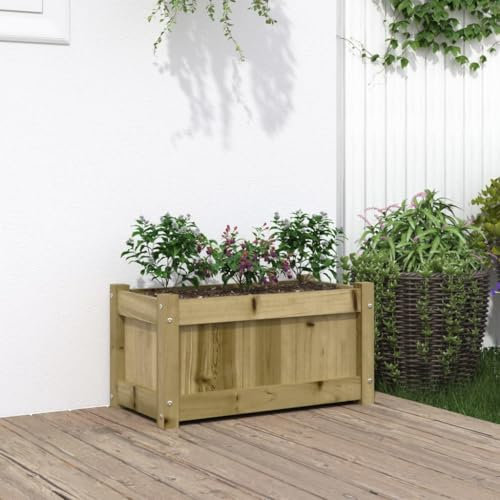 Gecheer Fioriera 60 x 31 x 31 cm in legno di pino impregnato, vassoio per piante da coltivare, fiori erbe, piante, letto rialzato per orto per terrazza balcone esterno