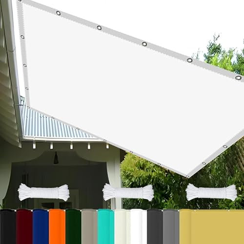 Terrass Toile Ombrage 0.6 x 9.5 m UV Protection avec Oeillets Tissu Polyester Multi Couleur et Taille Bâche Dombrages pour Terrasse Extérieur La Lawn, Blanc