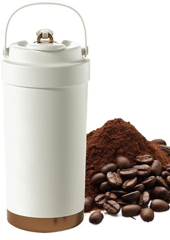 Générique Ceramic Coffee Tumbler, Ceramic Mug with Lid, 500ml Leakproof Water Bottle, Ergonomic Grip Handle, Multi Purpose Drinks Cup for Camping, Travel, and Use, Insulated Design