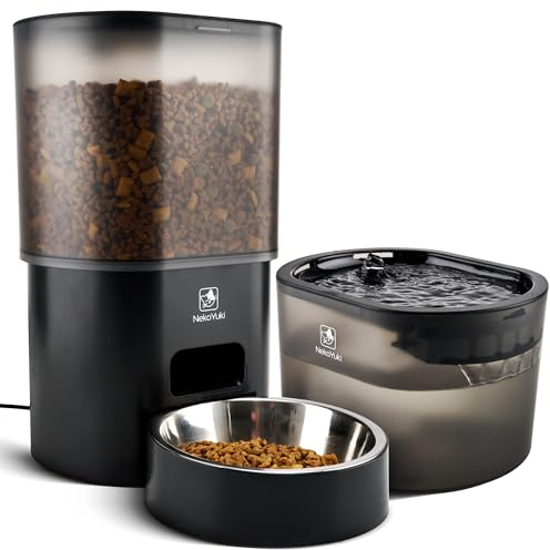 NekoYuki Futterautomat & Katzenbrunnen 2-in-1 | App-gesteuert, 3L Trinkbrunnen, automatischer Futterspender für Katzen | leise, hygienisch, mit Batterie-Notbetrieb