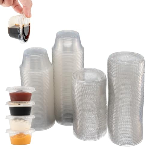 ZENIC | Tarros Plástico Pequeños Salsas | 100 Uds de 60 Ml Reutilizables