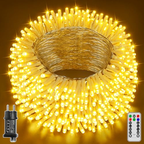 Hopexy Lichterkette Außen Outdoor 30m 300 LEDs Warmweiß IP44 Wasserdicht | Fernbedienung & Timer mit 8 Modi. Ideal lichterketten strom für Innen & Außen, Garten, Balkon, Camping, Party & Hochzeit