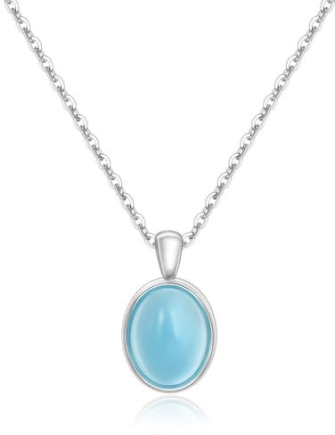 Candyfancy Halskette Silber 925 mit Anhänger, Damen Kette mit Herz Zirkonia Perlen Mondstein Anhänger Silberkette Geschenk für Frauen Freundin