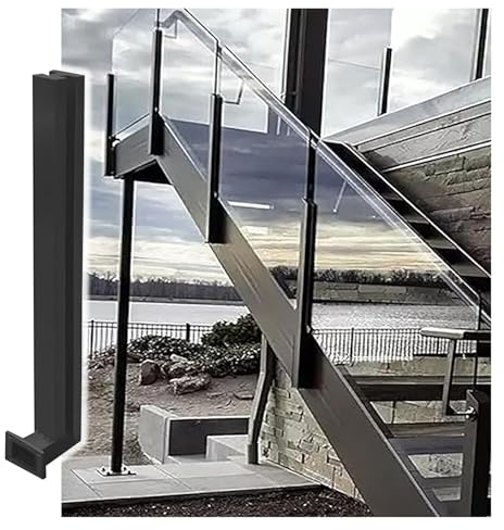 Sistema de barandilla de cristal para escaleras de interior/exterior, altura de 80-105 cm, columna de seguridad para terrazas, pasillos, áticos y escalones, balaustrada de cristal moderna