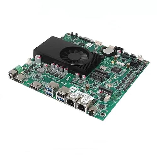 Carte mère industrielle/NAS Mini-ITX avec ventilateur, 6 x COM(COM1-2 prend en charge RS232/485), double port 1000 Mbps, DDR5 MAX 32 Go, M.2 NVMe (NVME/NGFF), SATA3.0, double écran 4K (N100Processeur