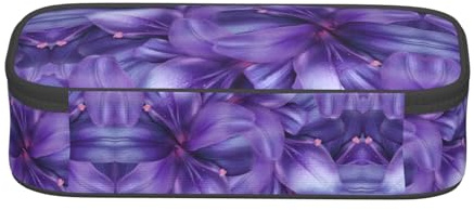 WXWJSHMGC Grande trousse à crayons avec fermeture éclair - Motif fleurs de lys violettes