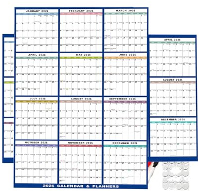 Calendario De Pared 2026, Planificador Reversible, Borrable, Grande, Laminado,Borrado En Sec-o Y Húmedo,anual De 12 Meses,Planificador De Pared De 12 Meses 2026 Para Interiores, Hogar, Refrigerador