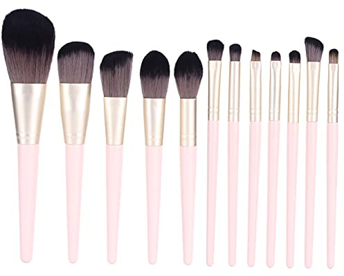Makeupborstset 12 st rosa pulver markera kosmetiska tillbehör för näsa ögonskugga