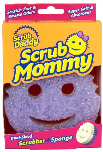Scrub Daddy Scrub Mommy Washing Up Sponge - Dual Sided Scrubbing Non Scratch Scourers, Smiley Face Sponges for Cleaning Kitchen & Bathroom, Dish Scrubber, FlexTexture Home Products,Violet Single Pack