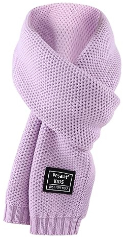PESAAT Knitted Kids Winter Scarf Warm Toddler Boys Scarves Cotton Girl Neck Warmers 3-15 Years (Light Purple)
