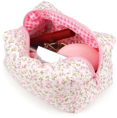 Kosmetiktasche Kulturtasche Make up Tasche Reise Waschtasche Cord Make up Organizer Waschbeutel Klein Kulturbeutel Schminktasche Multifunktionaler Kosmetikbeutel Set für Damen Mädchen Rosa