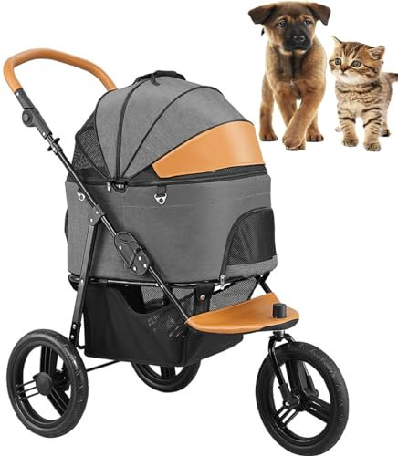 PAHION Hundebuggy Hundewagen Hundebox Transporttasche Faltbar Klappbar Geeignet for Kleine, Mittlere Und Große Hunde Katzen Haustier Bis 25 Kg Jogger Katzenbuggy