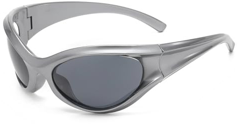 LJCZKA y2k Oversized Wrap Around Sunglasses for Men Women UV400 Protection | Vintage Oval Shades Trendy Sports for Cycling Driving Outdoor