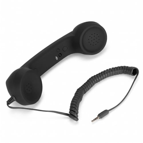 GOWENIC Auricular de Teléfono Retro con Receptor de Teléfono Celular de 3,5 Mm, Auricular USB para Teléfonos Celulares, Altavoz y Micrófono de Alto Volumen, para Móviles (Black)