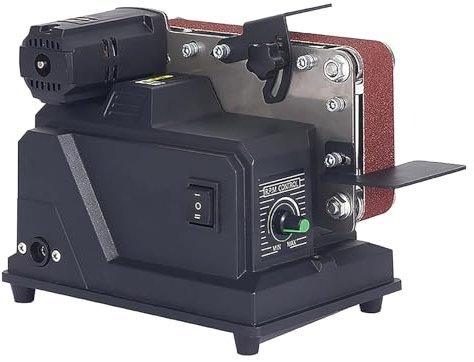 GZPKJ Ponceuse À Bande Électrique, Affûteuse De Couteaux De Polissage Et De Meulage À Faire Soi-même, Réglage en Continu, Double Support Réglable, Interrupteur Avant Et Arrière