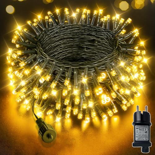 Soagrc Lichterkette Außen 200 LED - Wetterfst 8 Modi Warmes Funkelndes Lichterketten für Raumdekoration, Ideal für Weihnachtsbäume, Hochzeiten und Partys