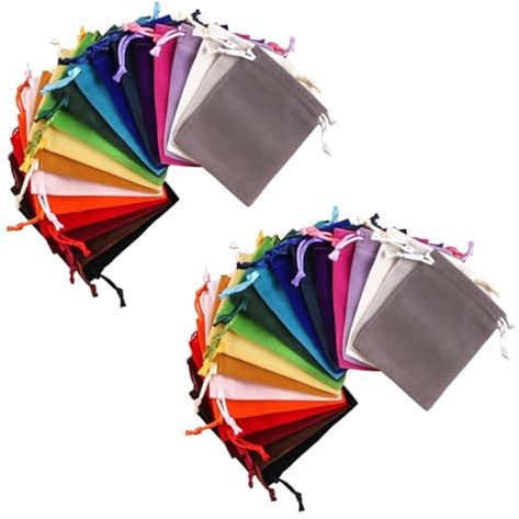 Noaxylic 38 Piezas Bolsas de Terciopelo, Bolsa de Terciopelo para Joyas, 7 x 9 cm Bolsitas de Tela con Cordón, 19 Color Bolsitas para Joyería, para Regalos, para Boda, Joyería, Dulces y Fiestas