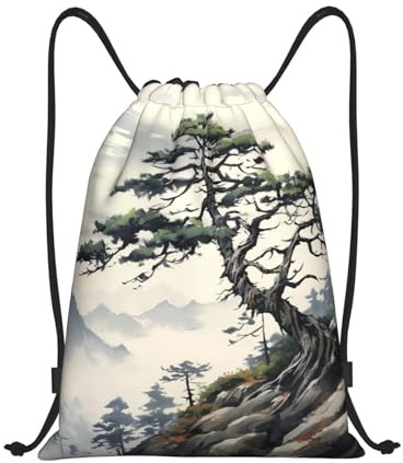 Pine On Mountain Slope Unisex Drawstring Bag Adjustable Drawstring Backpack Large Gym Sack For Hiking Climbing Football