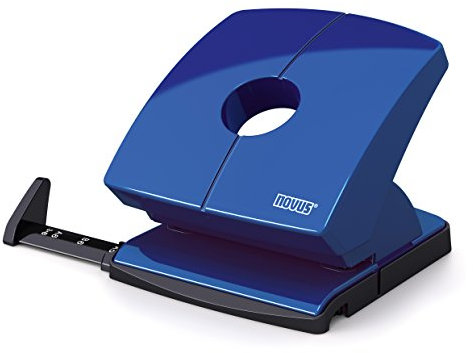 Novus B 230 Locher (Locherleistung 30 Blatt Papier, fest einrastende Anschlagschiene, Vollmetallgerät mit kunstoffummanteltem Oberteil) blau