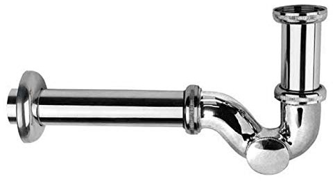 flacher Siphon Ablaufgarnitur für Waschbecken und Bidet Syphon mit Reinigungsklappe