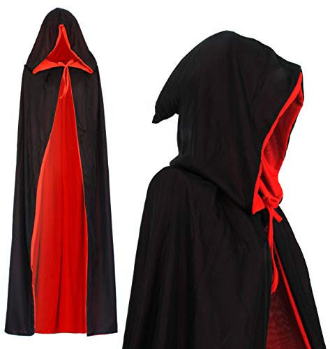 Capa con Capucha Vampiro Halloween Capa Manto Rojo Negro (130cm)