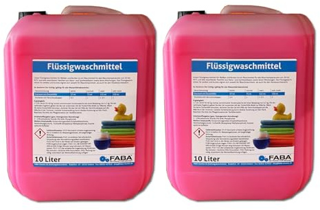 FABA Flüssigwaschmittel Konzentrat Universal Color 2x10 L rot, frisch angenehm, gratis Auslaufhilfe