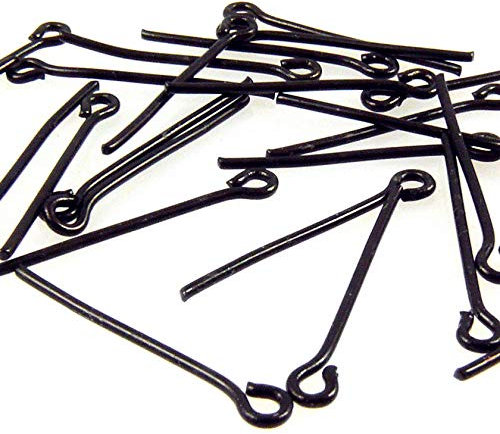 25 Ösenstifte Kettelstifte schwarz 20mm Stifte Ketten-Verbinder zum Schmuck Basteln