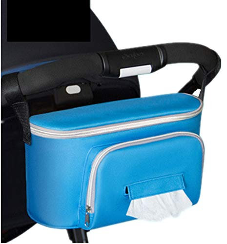 YaToo Kinderwagen Organizer Multifunktionale Baby Wickeltasche Kinderwagentasche Buggy Organizer mit Reißverschlusstasche, Schultergurt und Großem Stauraum für Windeln&Handys Schwarz，Blau