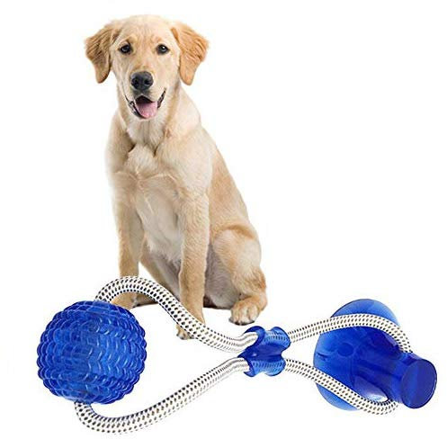 Fewao Multifunction Pet Molar Bite Toy,Self-Playing Bouncy Ball Toy with Strong Suction Cup Durable Dog Ropes Toy Cleaning Teeth Toy for Small Medium Large Dogs