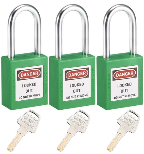 MroMax Lock Tag Lock (0,6 x 3,8 cm) Jeder Schlüssel öffnen mehrere Schlösser, Lotto Sicherheitsschloss Tagschloss Nylonschloss Tag-Schloss Stahlhaken Grasgrün Vorhängeschloss 3 Stück