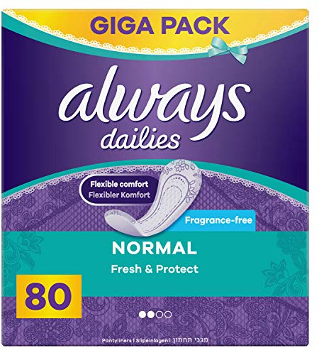 Always Dailies Normale Frische & Protect Slipper 80 Stück, atmungsaktiv, flexibel und komfortabel und hat einen absorbierenden Kern
