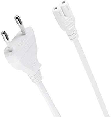 Netzkabel Eurostecker auf C7 1,8 m Weiß Stromkabel | 2-poliges Netzkabel mit Eurostecker auf IEC C7 Kleingerätebuchse, kompatibel für PS4, PS5, Drucker, Monitor und TV