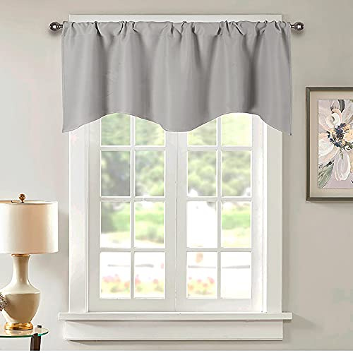 SMITHOOM Mantovana Classico Tinta Unita Corta Tenda a Pacchetto per Cucina Camera da letto Balcone Lavanderia 132x46cm Grigio chiaro