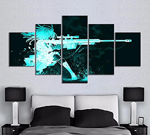 MPPSU Anime Girls-Barrett-M82-Poster Wanddekoration Wohnzimmer Leinwandbild Jugendzimmer Poster Set Modern 5 Teiliges Wandbild Bedroom Decor XXL Bilder Mit Rahmen 100 * 50cm