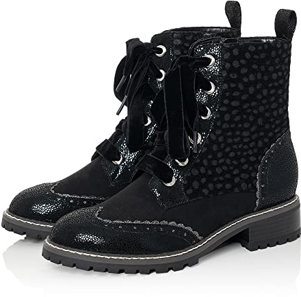 Ruby Shoo Sante Bottes épaisses et flexibles à lacets, Appaloosa Noir, 39 EU