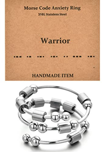 GOGOEY Morse Code Rings for Women, Stainless Steel Spinner Ring Fidget Rings for Anxiety Ring Morse Code Rings Inspirational Gifts Jewelry Women Birthday Graduation Gifts for Her Best Friends,