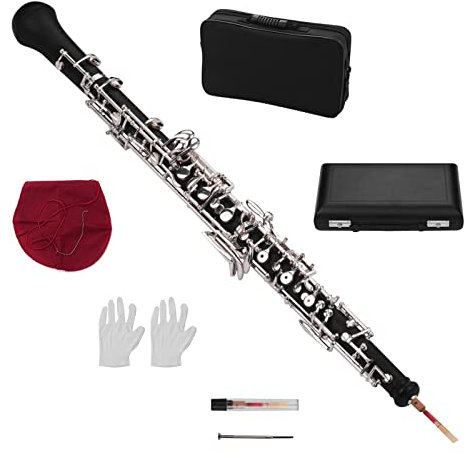 KESHUO Oboe Halbautomatische Art C Key Silber Überzogene Tasten Holzwind Instrument Mit Oboe Reed Handschuhen Oboe (Color : Auburn)
