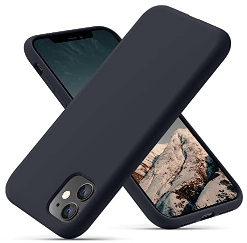 OitiYaa Silicone Case Compatible with iPhone 11 Case 6.1 Inch, Soft Ultra Slim Protective Shockproof Liquid Silicone Phone Case with Anti-Scratch Microfiber Lining,Black