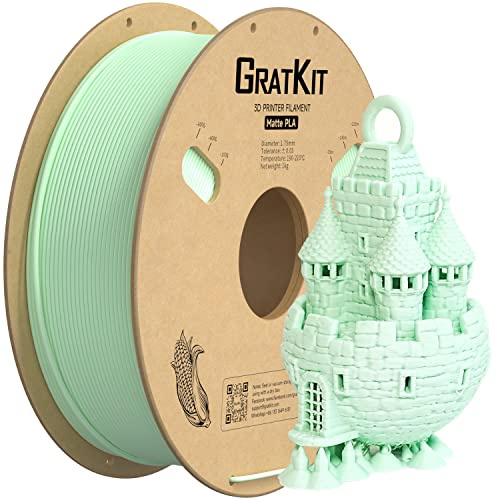 GratKit Matte PLA Filament 1,75mm 1KG Licht Grün | 3D Drucker Filament, Matte Oberfläche, Mattes Finish, Einfach zu drucken, Gleichmäßige Wicklung, ±0,03mm Maßgenauigkeit