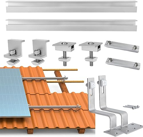 Warmfay Solarpanel Halterung Ziegeldach Dachhalterung für Aufachmontage Solar PV,1150mm Montageschiene Befestigungsschiene,für die Montage von Modulen bis zu einer Breite von 110 cm