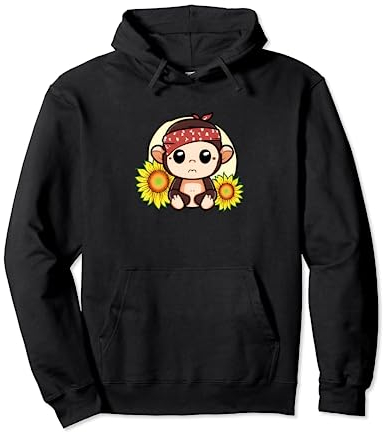 Monkey Bandana Sonnenblumen Pullover Hoodie